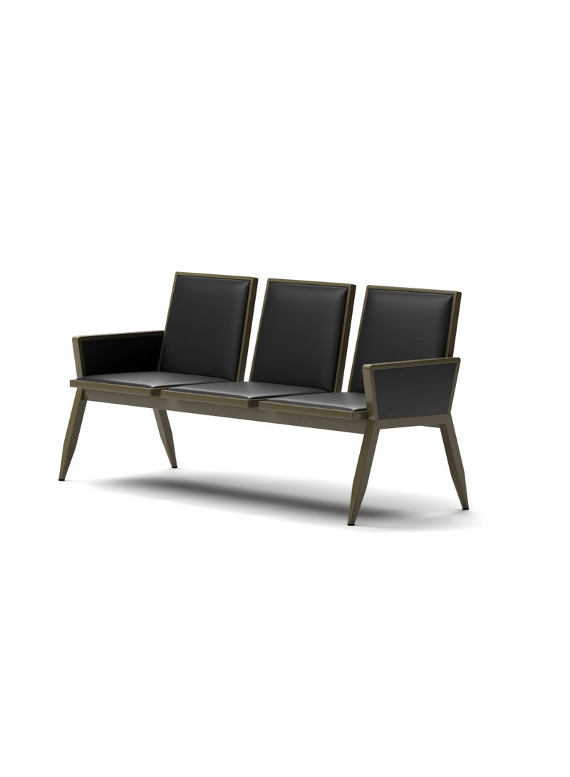 MAF furniture MAF 3-Seater Airport Chair for Waiting Rooms – Hospital & Clinic Seating with Metal Frame, Armrests, & Cushion – Black  - Image 2
