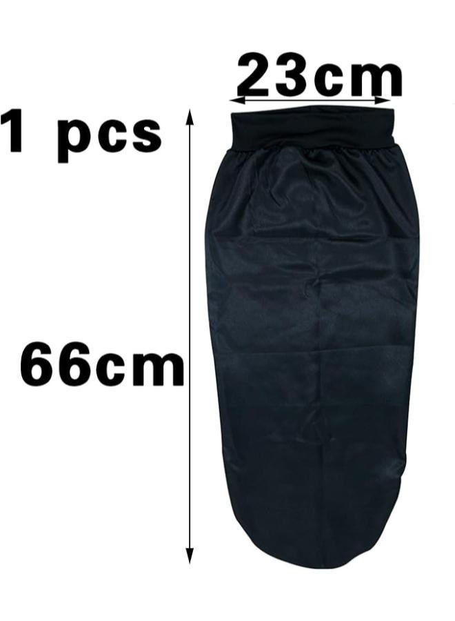 LABUYI 1 x Satin Sleep Cap, Long Satin Hair Cap, Sleep Cap, Silk Long Hair, Silk Scarf Hair Sleeping, Silk Bonnet Long Hair, Sleep Cap Hair Protection, for Long Curly Hair (Black) - Image 4