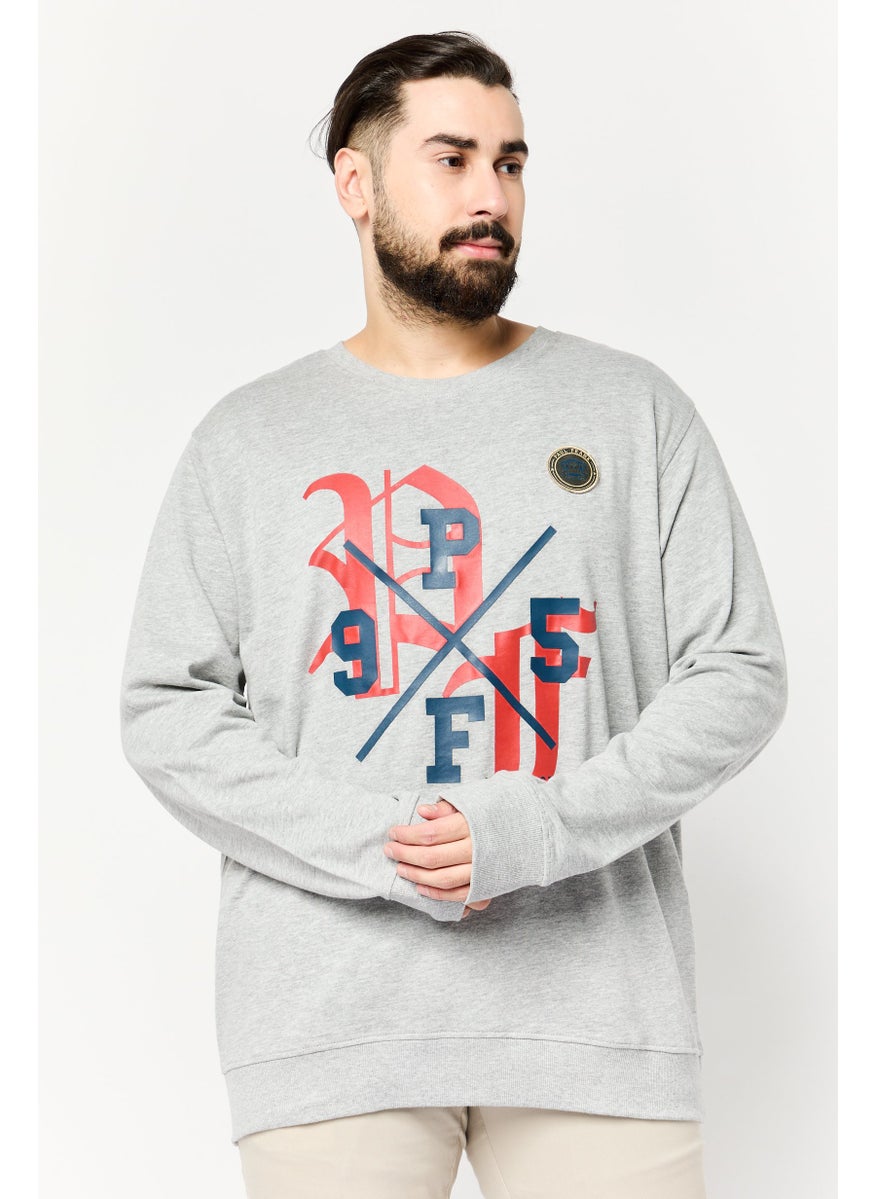 Paul Frank Men Crew Neck Long Sleeves Graphic Print Sweatshirt, Grey  - Image 1