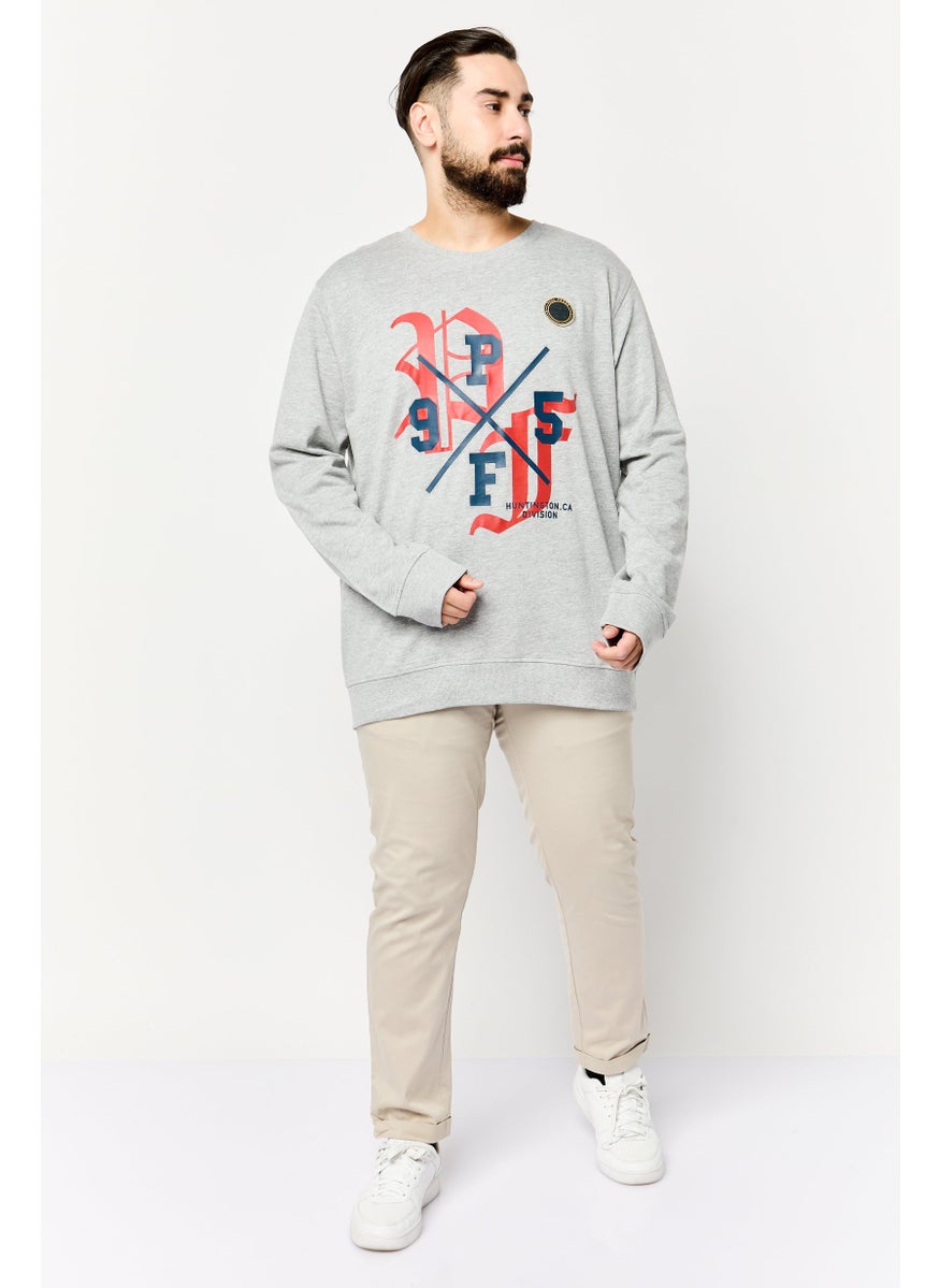 Paul Frank Men Crew Neck Long Sleeves Graphic Print Sweatshirt, Grey  - Image 3