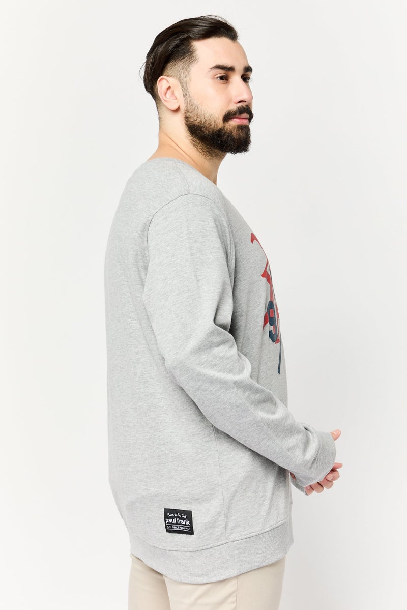 Paul Frank Men Crew Neck Long Sleeves Graphic Print Sweatshirt, Grey - Image 4