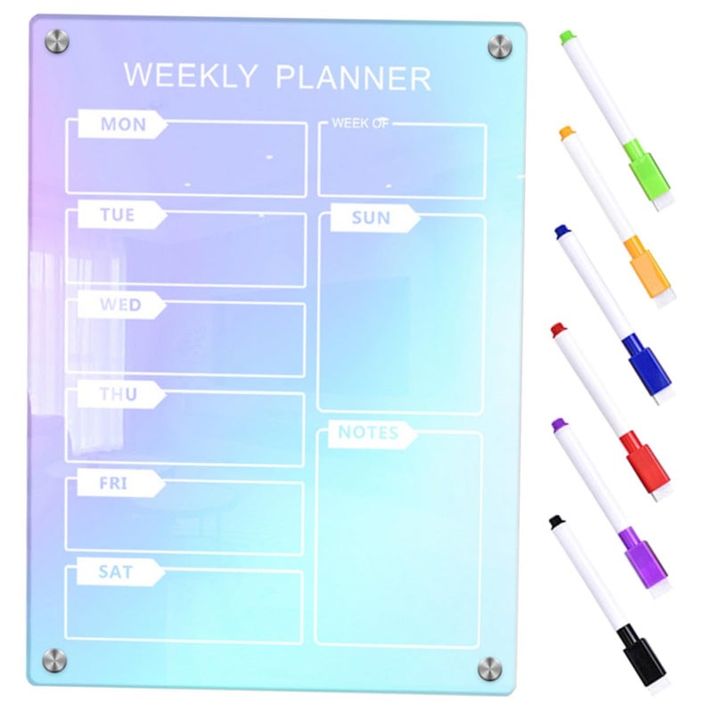 Magnetic Dry Erase Board Set 7pcs Acrylic Fridge Memo Planner for Office Kitchen To Do List - Image 2