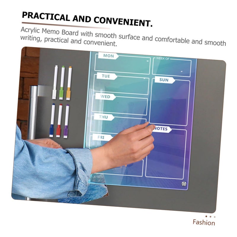 Magnetic Dry Erase Board Set 7pcs Acrylic Fridge Memo Planner for Office Kitchen To Do List - Image 4