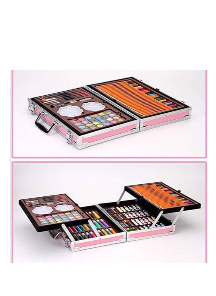 Super Mega Drawing Set Large Plastic Bag Containing 145 Pieces for Drawing in Dry and Liquid Techniques (Pink)