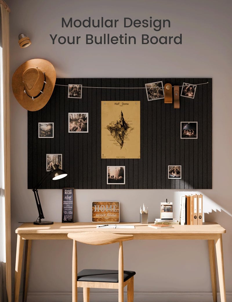 Fluxynara Large Felt Bulletin Board 48" X 36" Large Cork Board Alternative-12 Pack with 70 Safe Removable Adhesive Tabs, Cork Boards for Walls Cork Board for Home Office Classroom Pin Board (Black) - Image 5