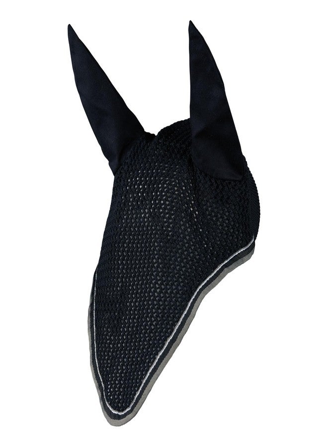 Horze Adepto Cotton Crochet Insect and Fly Protection Horse Ear Net with Cotton Ear Covers - Dark Navy - Horse - Image 1