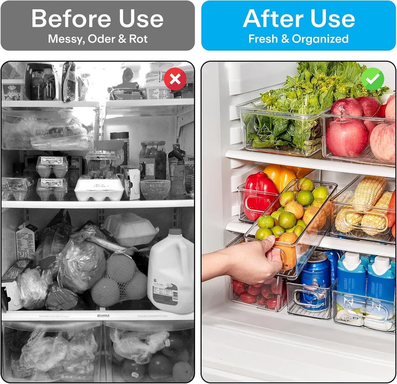 PRIME PICK Stackable Food Storage Containers with Handles Durable Acrylic Fridge Organizers for Pantry, Refrigerator, Transparent Bins for Fruits Snacks Pasta, More Easy to Clean & Space-Saving Design - Image 4