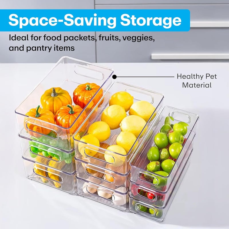 PRIME PICK Stackable Food Storage Containers with Handles Durable Acrylic Fridge Organizers for Pantry, Refrigerator, Transparent Bins for Fruits Snacks Pasta, More Easy to Clean & Space-Saving Design - Image 5