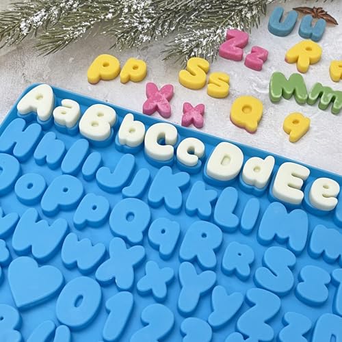 Tadonyny Letter Chocolate Silicone Molds, Number Candy Molds for Cake Decorations, Gummy Bear Mold Silicone with Scraper (letter number molds 002) - Image 3