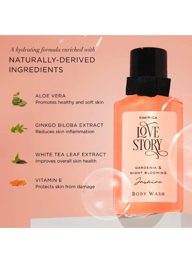 KIMIRICA Love Story Body wash Gentle Exfoliating Shower Gel 50ml | Deep Cleanses Skin | 100% Vegan and Paraben Free (Night Blooming Jasmine & Bergamot). - Image 3