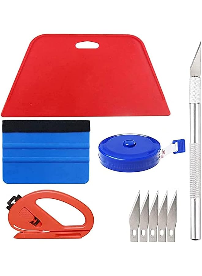 promass Wallpaper Hand Tools Kit, Squeegee, Tape Measure, Vinyl Cutter, Craft Knife with 5 Replacement Blades for Wall Paper Smoothing Bubbles Remove, Suitable for Window Film Wall Sticker Vinyl Film - Image 1
