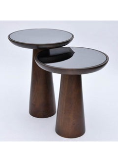 Mushroom Coffee & Side Table with Glass – Modern & Elegant Accent Table for Home & Office