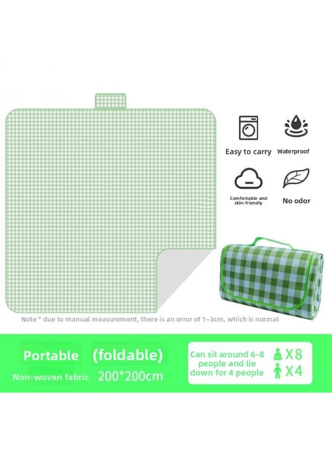 Generic Outdoor thickened picnic mat, camping wild moisture-proof waterproof lawn, portable foldable - green lattice - Image 1