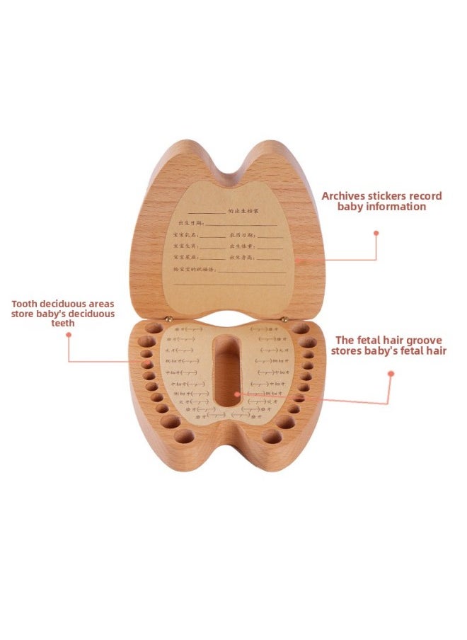 Generic Wooden Children's Teeth Box Creative Boys And Girls Teeth Collection Box Wooden Baby's Teeth Box Memorial Box-Color:Rabbit  - Image 3