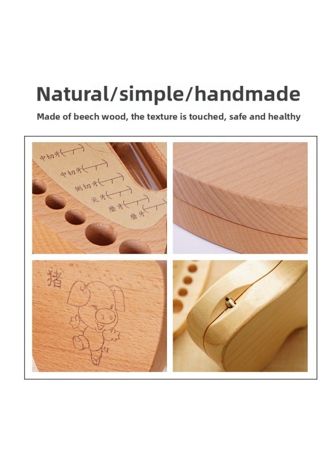 Generic Wooden Children's Teeth Box Creative Boys And Girls Teeth Collection Box Wooden Baby's Teeth Box Memorial Box-Color:Rabbit  - Image 4