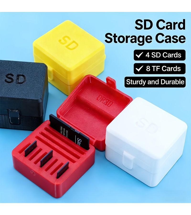 Black Hard Plastic Storage Case For 4 SD Cards And 8 TF Cards - Image 1