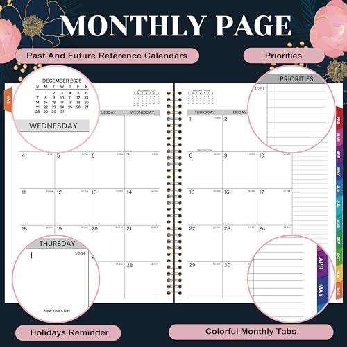 Indeme 2026 Appointment Book - January 2026 - December 2026, Weekly Appointment Book 2026, 9"x11", 2026 Hourly Planner with 30-Minute Interval, Colorful Monthly Tabs, Back Pocket - Image 3