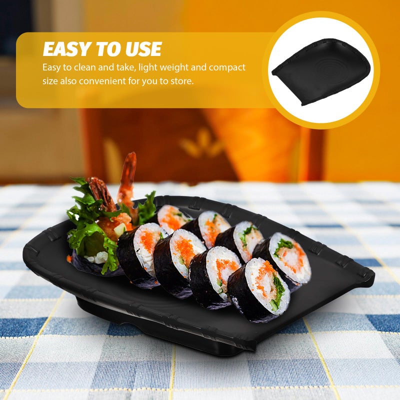 Matte Black 9 Inch Sushi Serving Tray Plate For Home And Restaurant Food Display - Image 5