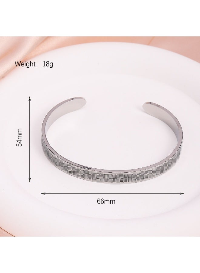 اسم المحتوى ناريلا خمر الفولاذ المقاوم للصدأ منحوت على شكل C مفتوحة الرجال والنساء سوار - Image 2
