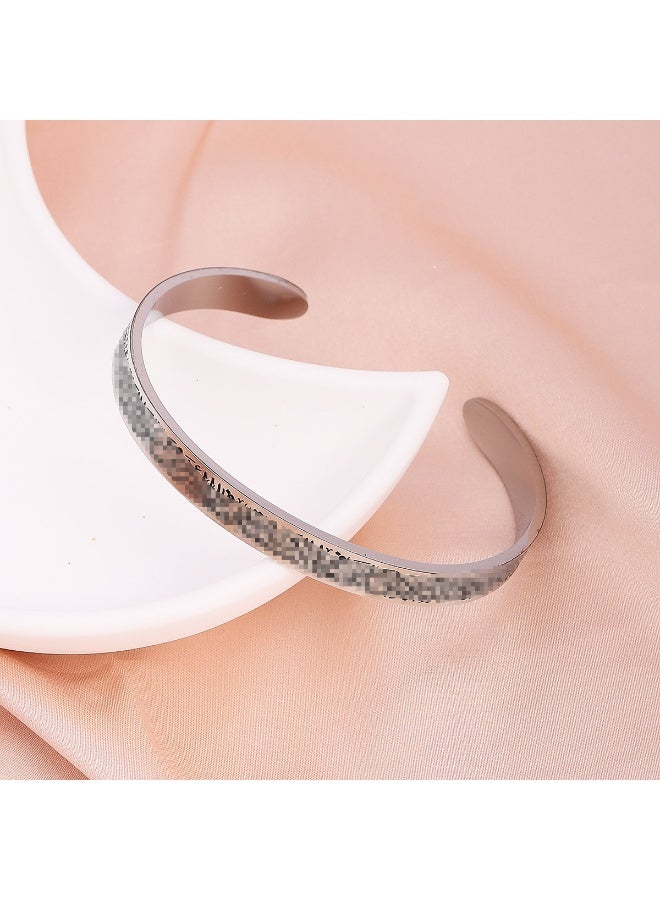 اسم المحتوى ناريلا خمر الفولاذ المقاوم للصدأ منحوت على شكل C مفتوحة الرجال والنساء سوار - Image 3