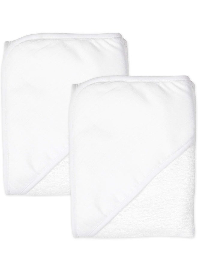 HonestBaby HonestBaby 2-Pack Organic Cotton Hooded Towels, Bright White, One Size  - Image 1