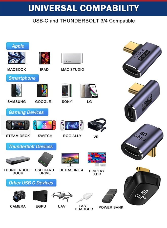 90 Degree Right Angle USB C Male to USB C Female Adapter, Up and Down USB Type C Adapter Extender for Steam Deck, ROG Ally, Switch, Notebook, PC, Tablet, Phone and More - Image 5