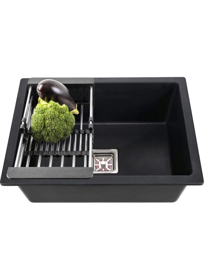 SYON Syon MARVEL BLACK Ceramic Quartz Kitchen Sink with All Accessories 24x18x8  - Image 4