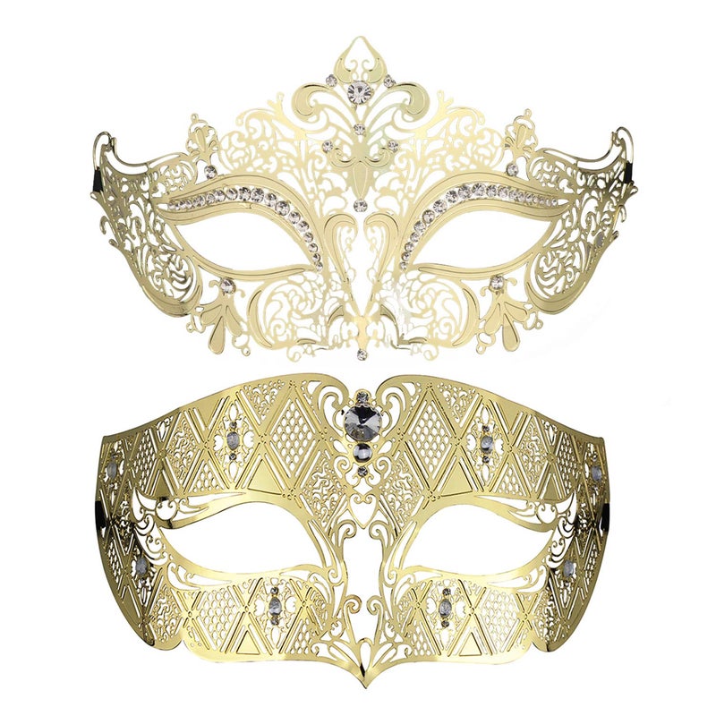 Coddsmz Couple's Venetian Masquerade Mask Set Luxury Style Princess Party Mask for Couples Women and Men Mardi Gras Masks - Image 1