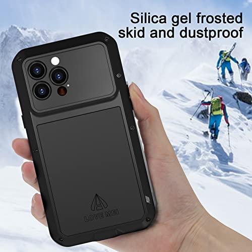 LOVE MEI Compatible with iPhone 13 Pro Max Case,Outdoor Sports Military Heavy Duty Metal Cover Waterproof Shockproof Dustproof Full Body Case with Built in Tempered Glass Screen Protector (Black) - Image 5