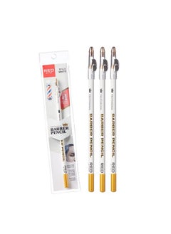 3Pcs Barber Pencil With Builtin Sharpener Edge Hairline Razor Trace Pencils Beard Guide Beard And Hairline Outliner Pencils Beard Shaping Pencils For Men (White)