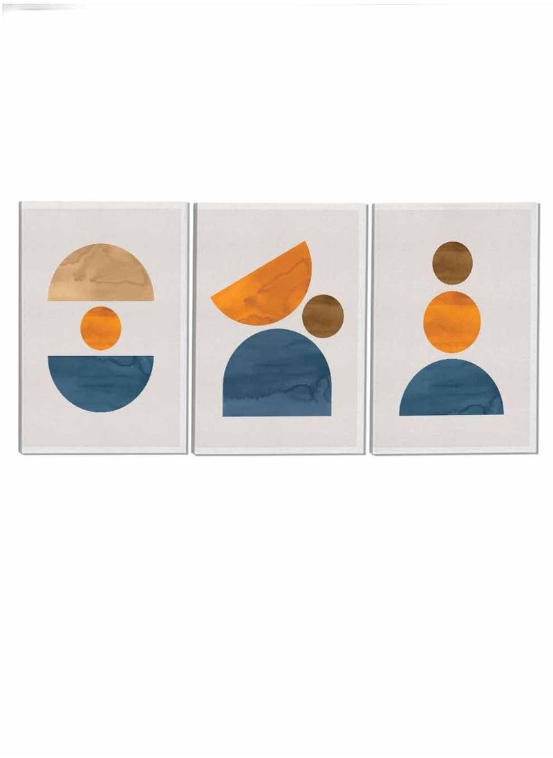 LOWHA Set Of 3 Framed Canvas Wall Arts Stretched Over Wooden Frame Trendy Circles And Shapes Paintings For Home Living Room Office Decor  - Image 4