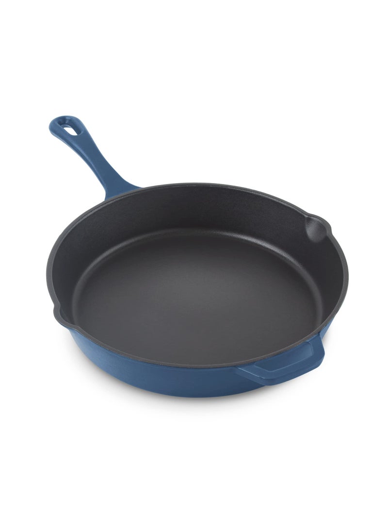 Dash Zakarian by Dash 11 Inch Nonstick Cast Iron Skillet Titanium Ceramic Coated Frying Pan Blue 