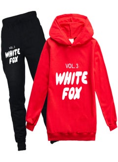 white fox Unisex long Sleeve Stylish Top hoodie cotton sweatshirts for Boys Girls Kid Children