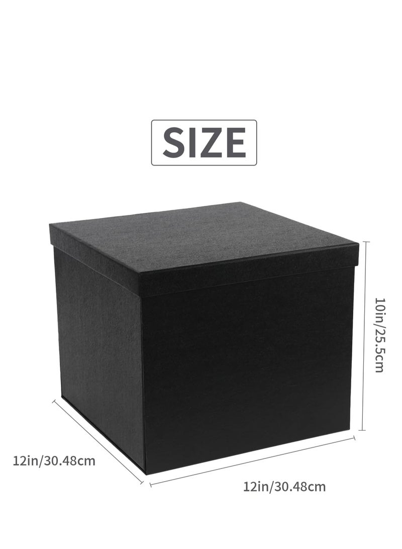 جوسكوين صندوق هدايا كبير 12x12x10 بوصة، صناديق هدايا سوداء للهدايا، صندوق عيد ميلاد، صندوق هدايا، للتغليف، عيد الحب، عيد الأم، الذكرى السنوية. - Image 3