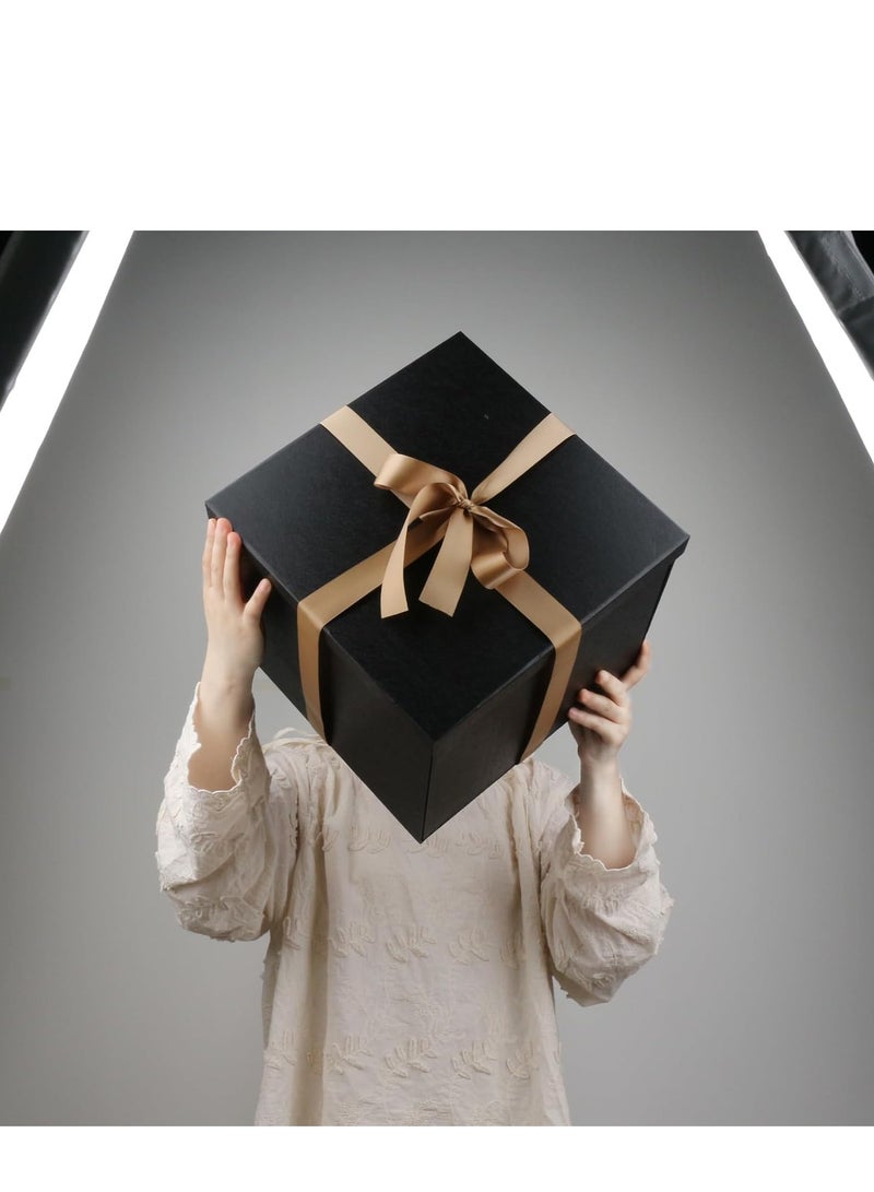 جوسكوين صندوق هدايا كبير 12x12x10 بوصة، صناديق هدايا سوداء للهدايا، صندوق عيد ميلاد، صندوق هدايا، للتغليف، عيد الحب، عيد الأم، الذكرى السنوية. - Image 5