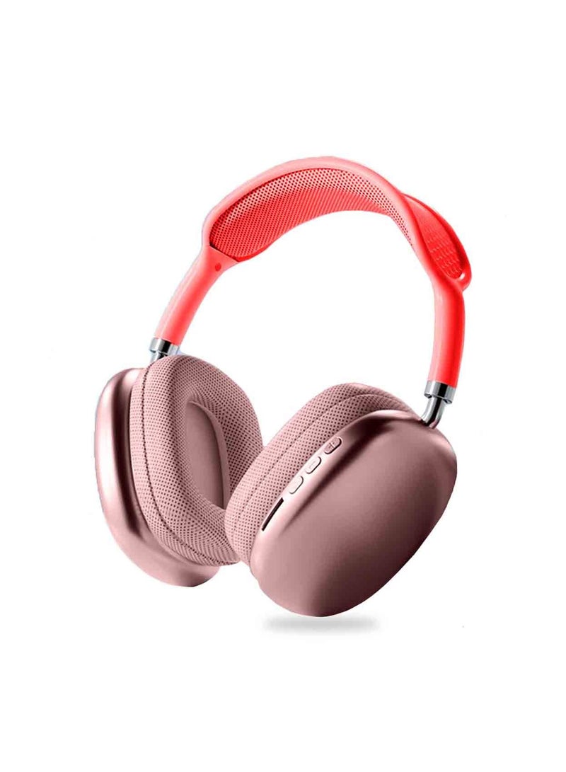 Wtech P9 Best Quality Wireless Headset Over-Ear Headphone Red/Pink - Image 1