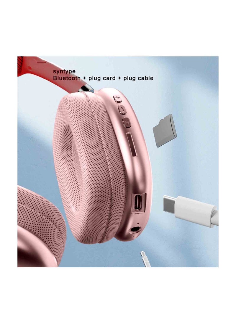 Wtech P9 Best Quality Wireless Headset Over-Ear Headphone Red/Pink - Image 3