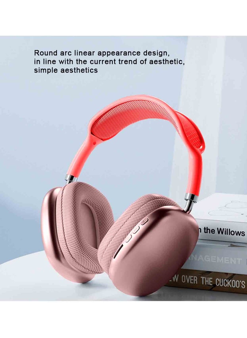 Wtech P9 Best Quality Wireless Headset Over-Ear Headphone Red/Pink - Image 5