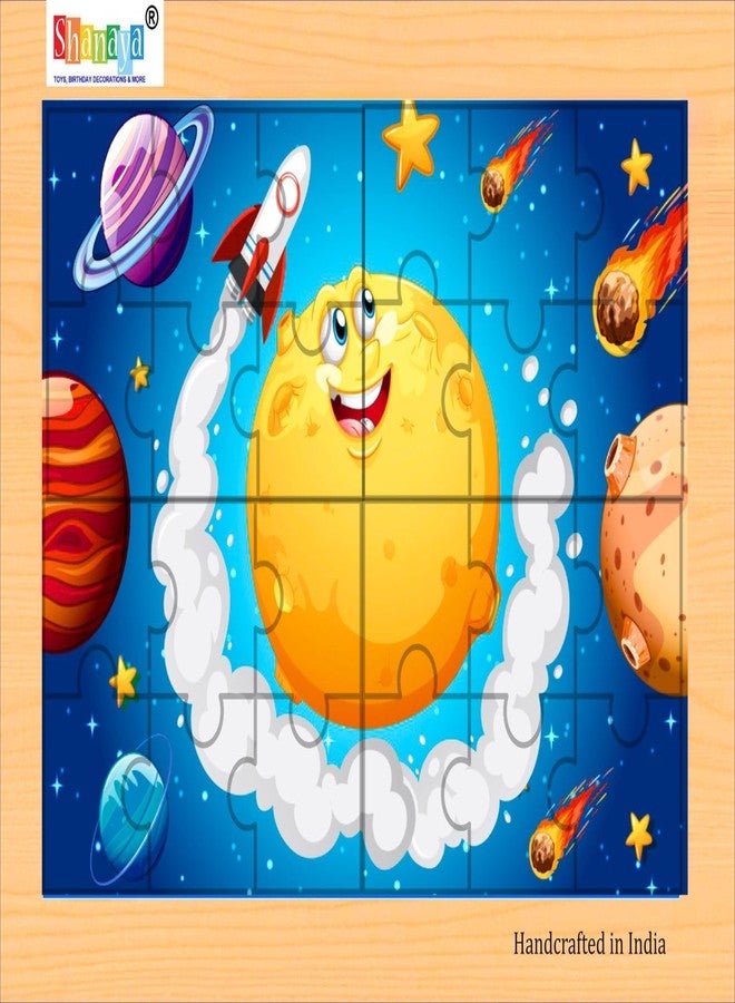 SHANAYA 36 Pieces Wooden Jigsaw Puzzle Kids Cartoon Animal Vehicle Puzzles Games Baby Early Learning Educational Toys for Children 2 Sided Puzzle (Solar System + Space Astronaut) - Image 2