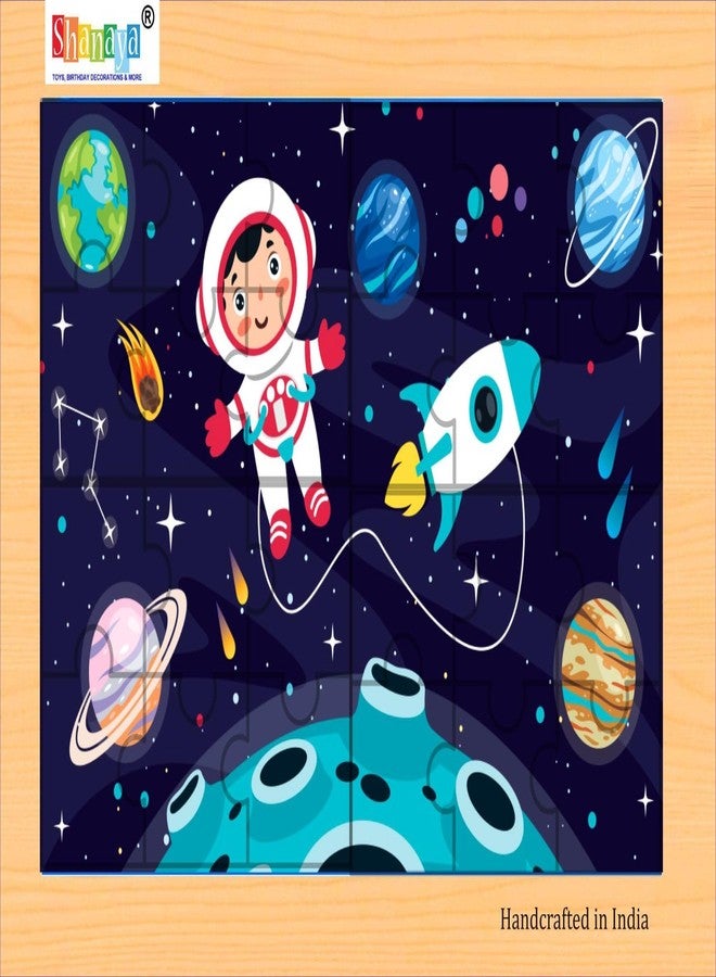 SHANAYA 36 Pieces Wooden Jigsaw Puzzle Kids Cartoon Animal Vehicle Puzzles Games Baby Early Learning Educational Toys for Children 2 Sided Puzzle (Solar System + Space Astronaut) - Image 3
