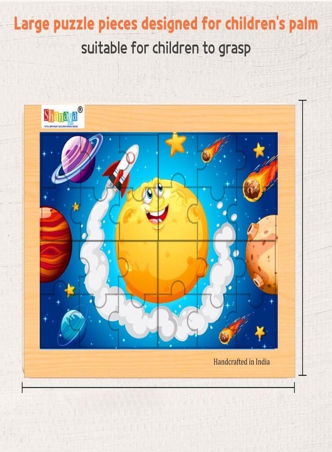 SHANAYA 36 Pieces Wooden Jigsaw Puzzle Kids Cartoon Animal Vehicle Puzzles Games Baby Early Learning Educational Toys for Children 2 Sided Puzzle (Solar System + Space Astronaut) - Image 4