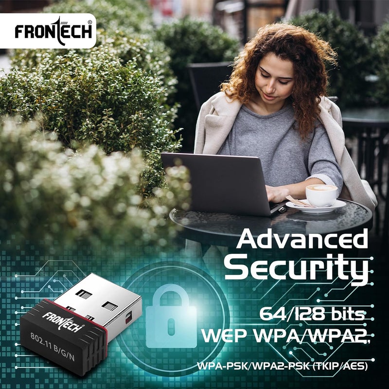 FRONTECH 150Mbps USB WiFi Dongle | Wireless Adapter for Desktop and Laptop | Supports 802.11 b/g/n and Advanced WPA/WPA2 Security Encryption (0843) - Image 4