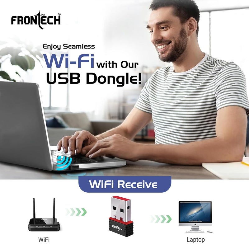 FRONTECH 150Mbps USB WiFi Dongle | Wireless Adapter for Desktop and Laptop | Supports 802.11 b/g/n and Advanced WPA/WPA2 Security Encryption (0843) - Image 5