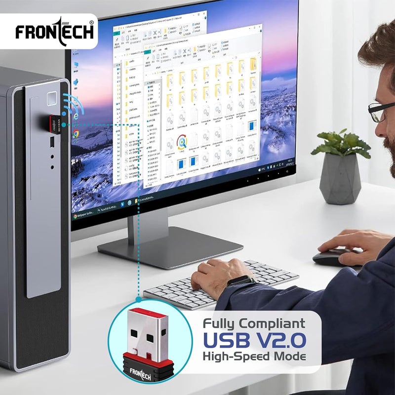 FRONTECH 150Mbps USB WiFi Dongle | Wireless Adapter for Desktop and Laptop | Supports 802.11 b/g/n and Advanced WPA/WPA2 Security Encryption (0843) - Image 3