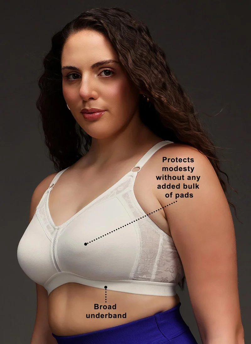 Clovia White Clovia Non-Padded Non-Wired Spacer Cup Full Figure Bra in White - Cotton for Women | Best Price UAE