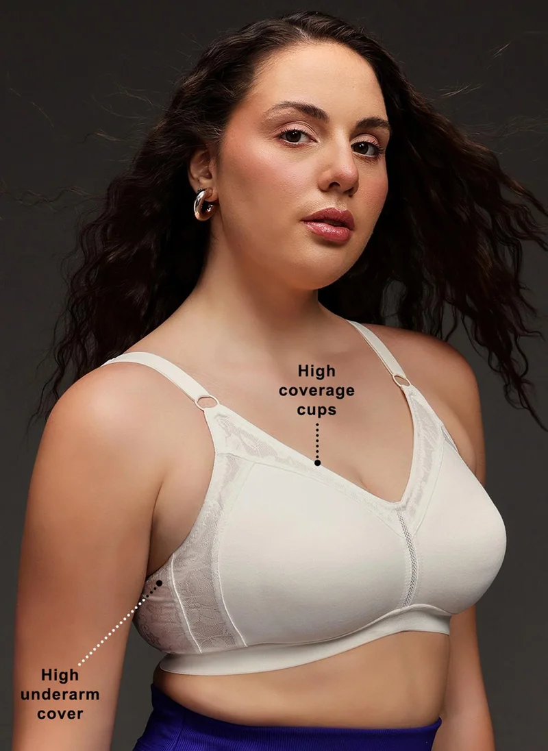 Clovia White Clovia Non-Padded Non-Wired Spacer Cup Full Figure Bra in White - Cotton for Women | Best Price UAE