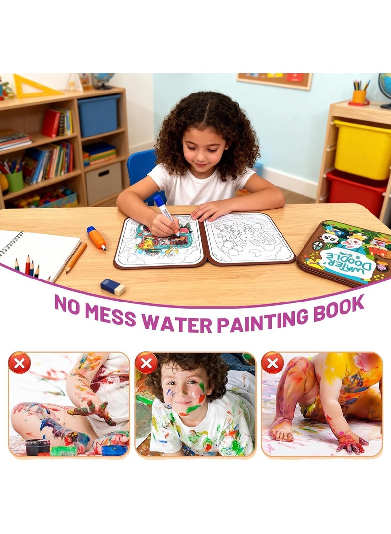 Magic Water Coloring Book for Kids – 8 Pages Reusable Water Drawing Book with Magic Water Pen, Mess-Free Educational Painting & Tracing Toy for Toddlers and Preschool Boys and Girls - Image 3