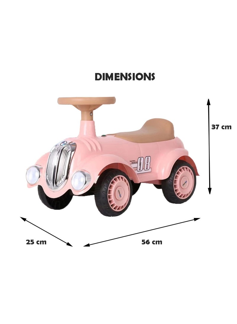 Factory Price Austin Kids Balancing Ride-On Vintage Car with Steering Wheels - Pink - Image 4