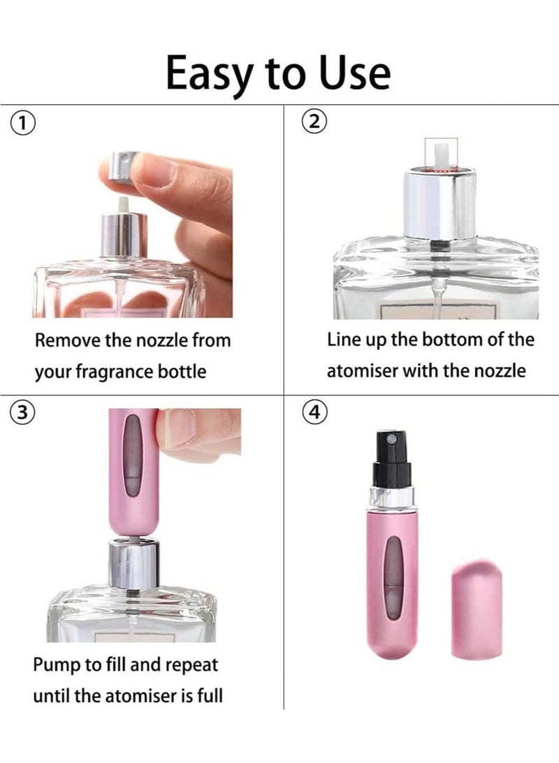 SYOSI Perfume Refillable Bottles, 6ML Perfume Atomiser Bottles, 3PCS Mini Travel Perfume Atomizer Portable Purse Spray Bottle Empty Container, for Purse Handbag Pocket Luggage (Black Silver Pink)  - Image 5