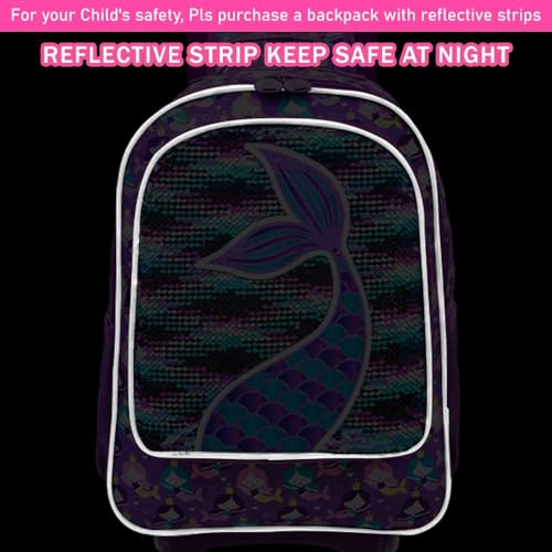 gxtvo Rolling Backpack for Girls, Roller Wheels Kids Bookbag - Wheeled Suitcase Elementary Sequin School Bag - 3PCS Mermaid - Image 3